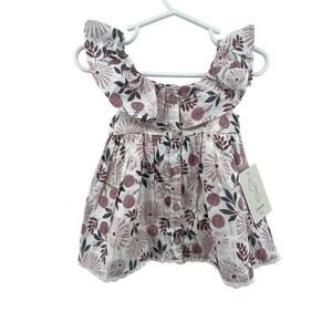 Joie Babe Size 3-6 Month Dress NEW NWT Pink Floral Print Button Front